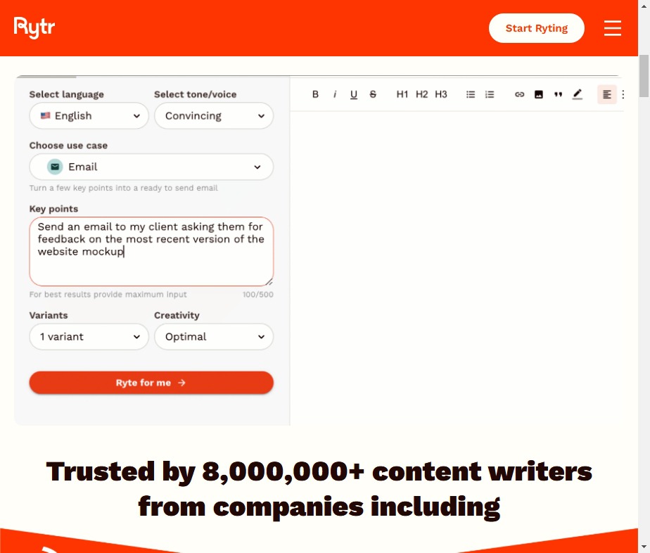 Rytr-Free AI Writer, Content Generator & Writing Assistant