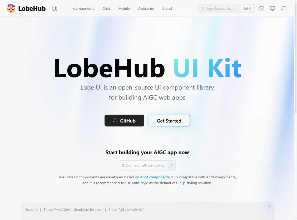 Lobe UI 网站截图