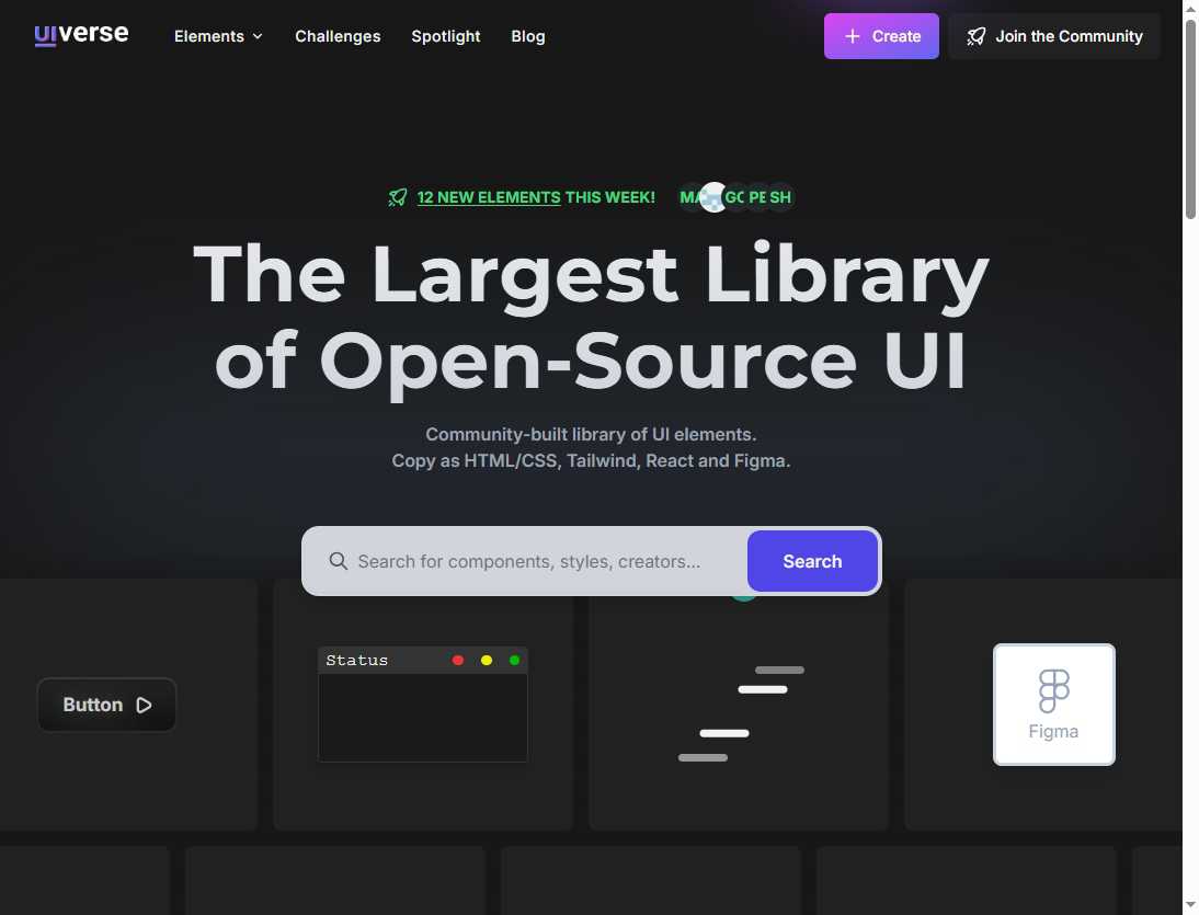 Uiverse 网站截图