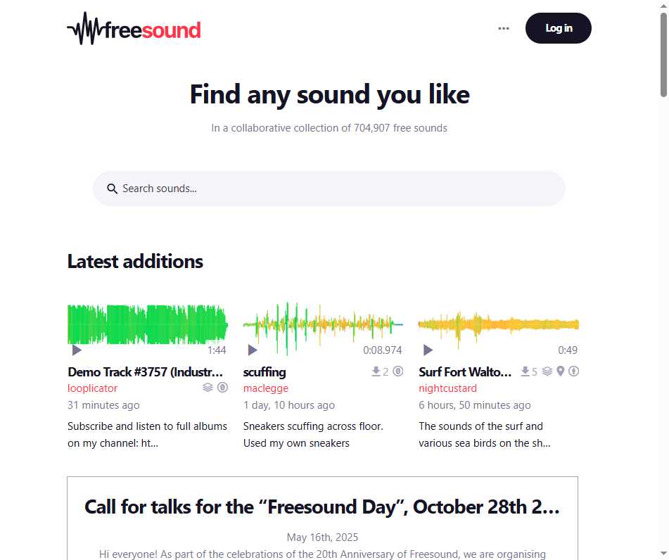 Freesound 网站截图
