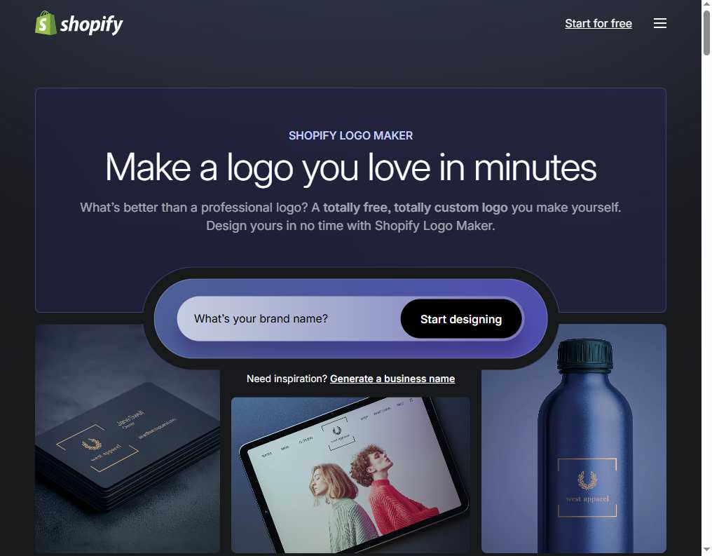 Shopify Logo Maker 网站截图